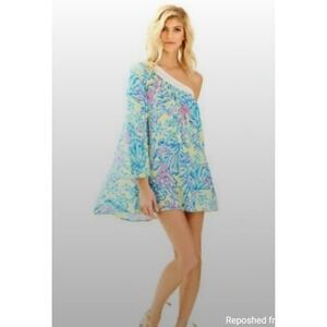 Lilly Pulitzer Shealyn Cover Up Dress XL One Shoulder Tropical Swim